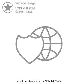 shield icon with a world globe