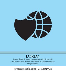 shield icon with a world globe