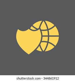 shield icon with a world globe