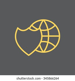 shield icon with a world globe