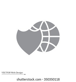 shield icon with a world globe