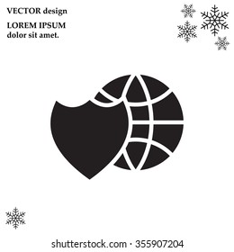 shield icon with a world globe