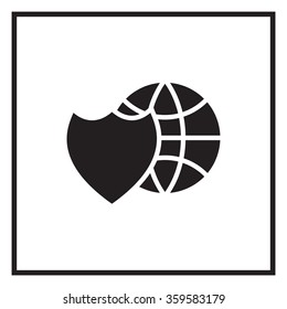 shield icon with a world globe