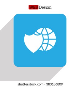 shield icon with a world globe