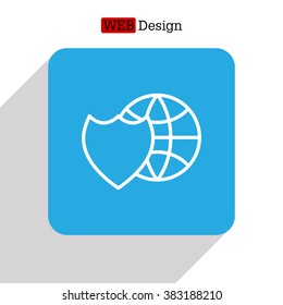 shield icon with a world globe