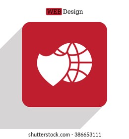 shield icon with a world globe