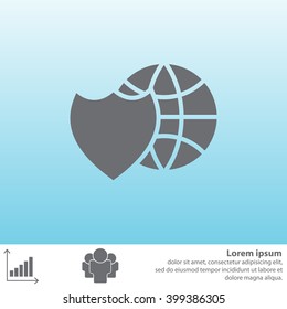 shield icon with a world globe