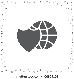 shield icon with a world globe