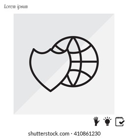 shield icon with a world globe