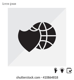 shield icon with a world globe
