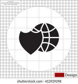 shield icon with a world globe
