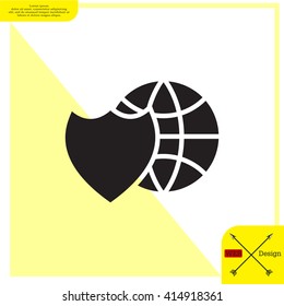 shield icon with a world globe