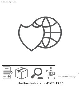 shield icon with a world globe