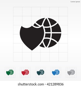 shield icon with a world globe