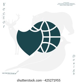 shield icon with a world globe