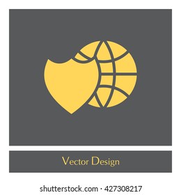 shield icon with a world globe