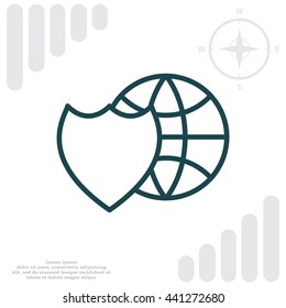 shield icon with a world globe