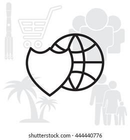 shield icon with a world globe