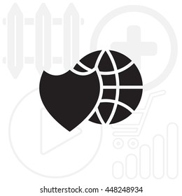 shield icon with a world globe