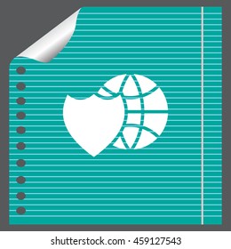 shield icon with a world globe
