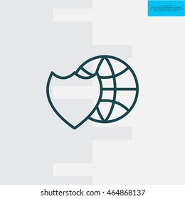 shield icon with a world globe