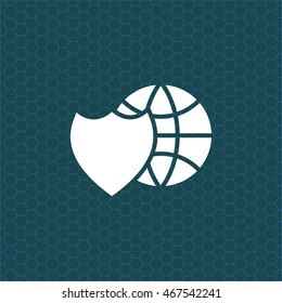 shield icon with a world globe