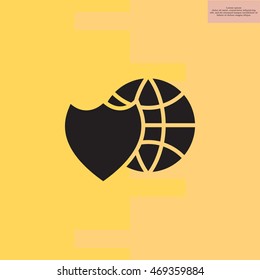 shield icon with a world globe