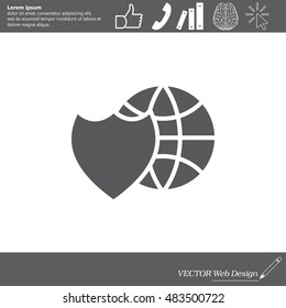 shield icon with a world globe