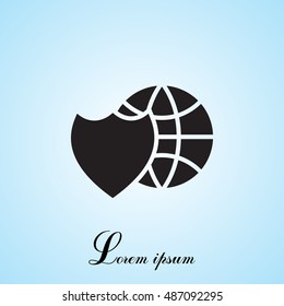 shield icon with a world globe