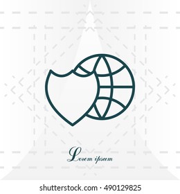 shield icon with a world globe