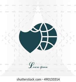 shield icon with a world globe