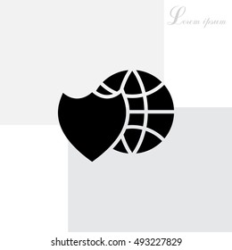 shield icon with a world globe