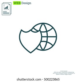 shield icon with a world globe