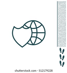 shield icon with a world globe