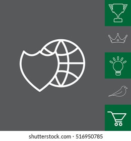 shield icon with a world globe