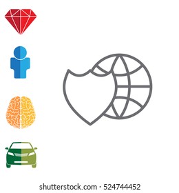 shield icon with a world globe