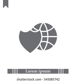 shield icon with a world globe
