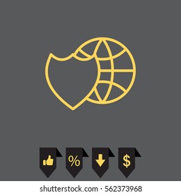 shield icon with a world globe