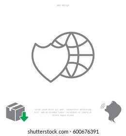 shield icon with a world globe. vector illustration