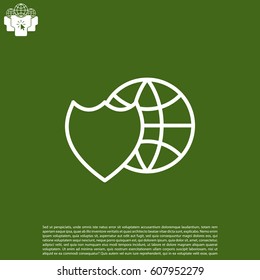 shield icon with a world globe. vector illustration