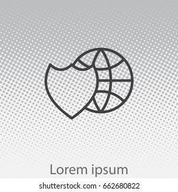 shield icon with a world globe. vector illustration