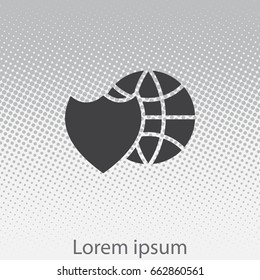 shield icon with a world globe. vector illustration