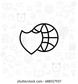 shield icon with a world globe. vector illustration