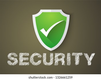 Shield icon,master key on background, security vector design
