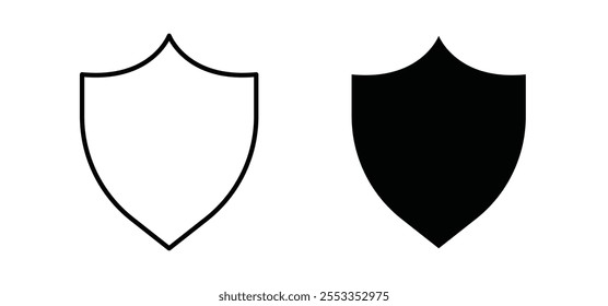 Iconos del escudo en estilo relleno y delineado negro