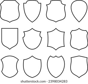 Colección de iconos de escudo aislada. Icono Escudo. Proteger el vector de signos de blindaje. Símbolos de escudos establecidos.	