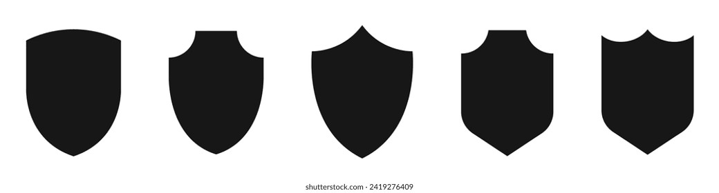 Shield icons collection. Protect shield set. Set of shields. Protection. Different shields.