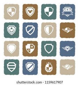 Shield Icons. Grunge Color Flat Design. Vector Illustration. 