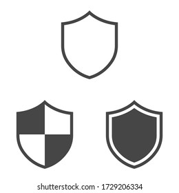 Iconos Escudo aislados en fondo blanco.