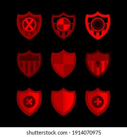 Schild Symbole auf schwarzem Hintergrund. Vektorgrafik.